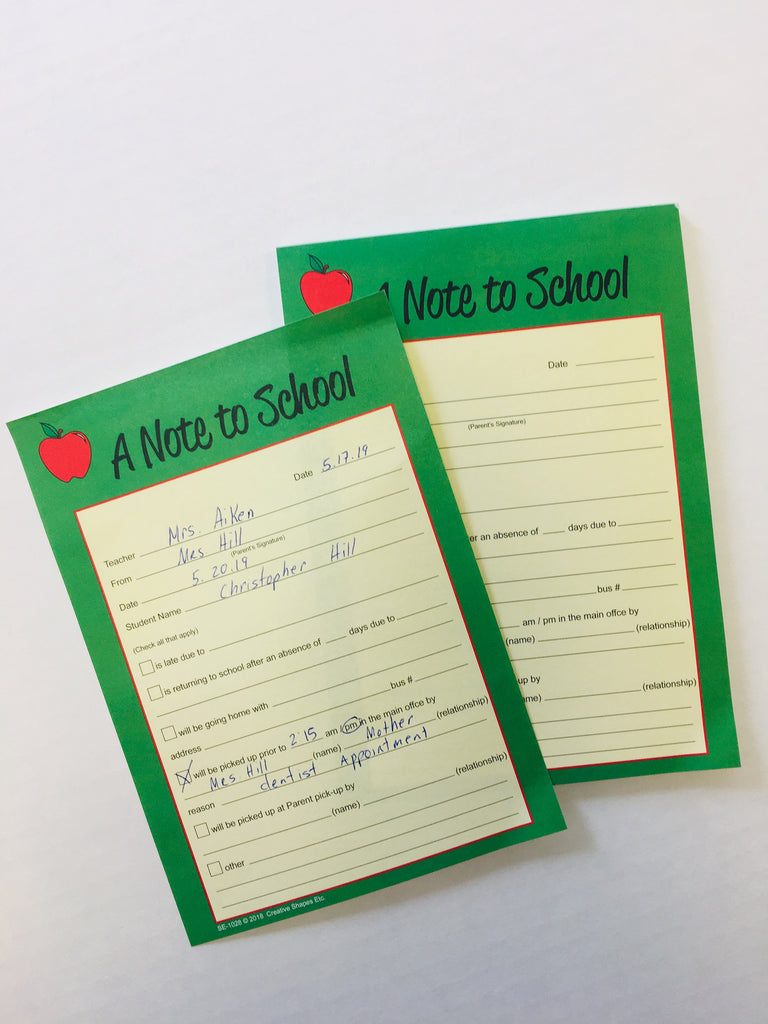 Note From Teacher - Notes to Parents