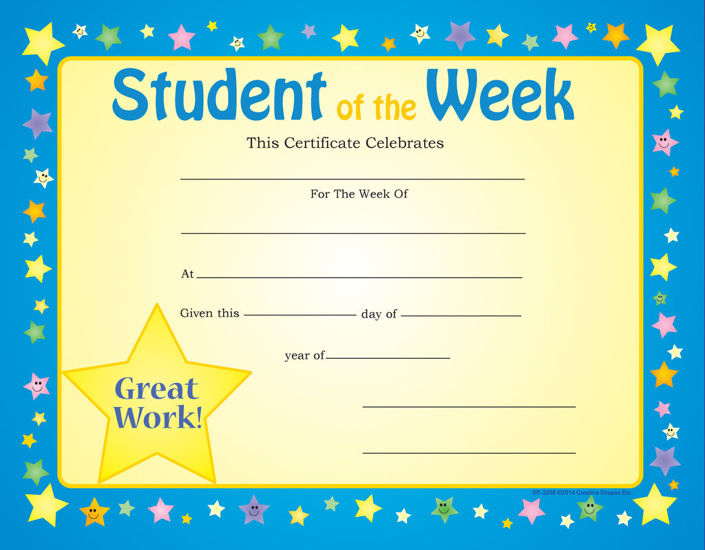 Student Of The Week Certificate Template