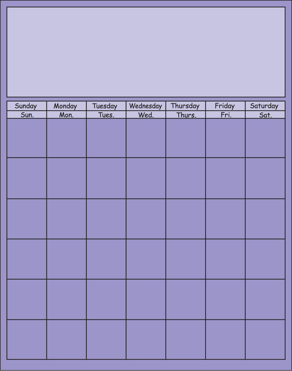 Vertical Calendar - Lavender - Creative Shapes Etc.
