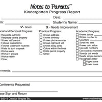 Kindergarten Progress Reports - Notes to Parents - Creative Shapes Etc.