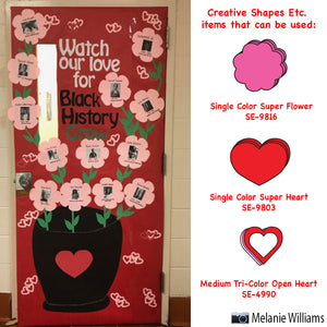 Celebrate February with this Classroom Door Design for Black History Month and Valentine's Day!