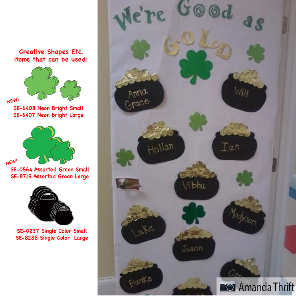 Kettles and Shamrocks Make The Perfect Classroom Door Display for the Holiday!