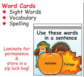 Create fun Fall Themed Word Cards