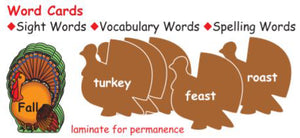 Turkey Word Cards