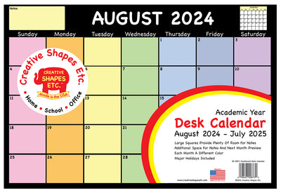 Academic Year Desk Calendar- Set of 2 Chalkboard Design Desk Calendar