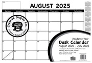 SHAPES ETC. Academic Year Desk Calendar- Black & White with Previews Desk Calendar
