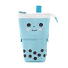 Pencil Pouch Milks Tea Bottle Shape Cases Canvas Stretchable Kawaiis