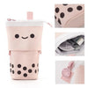 Pencil Pouch Milks Tea Bottle Shape Cases Canvas Stretchable Kawaiis