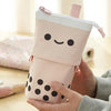 Pencil Pouch Milks Tea Bottle Shape Cases Canvas Stretchable Kawaiis