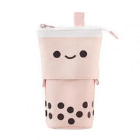 Pencil Pouch Milks Tea Bottle Shape Cases Canvas Stretchable Kawaiis