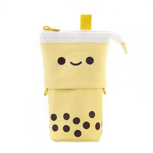 Pencil Pouch Milks Tea Bottle Shape Cases Canvas Stretchable Kawaiis