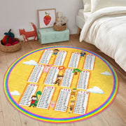 Back to School Kids Room Multiple Chart Printed Washable Round Rug |