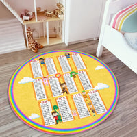 Back to School Kids Room Multiple Chart Printed Washable Round Rug |