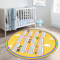 Back to School Kids Room Multiple Chart Printed Washable Round Rug |