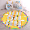 Back to School Kids Room Multiple Chart Printed Washable Round Rug |