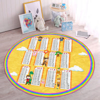 Back to School Kids Room Multiple Chart Printed Washable Round Rug |