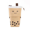 Pencil Pouch Milks Tea Bottle Shape Cases Canvas Stretchable Kawaiis