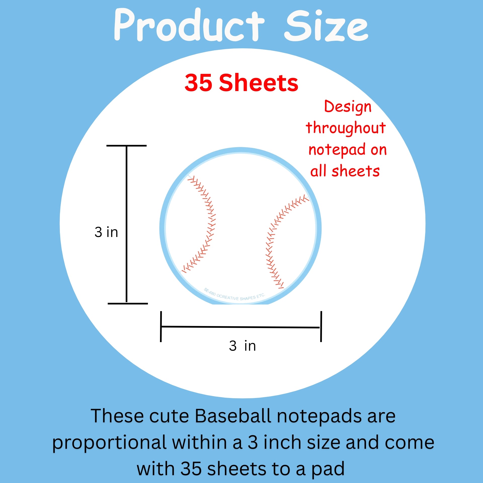 SHAPES ETC. Mini Notepad - Baseball