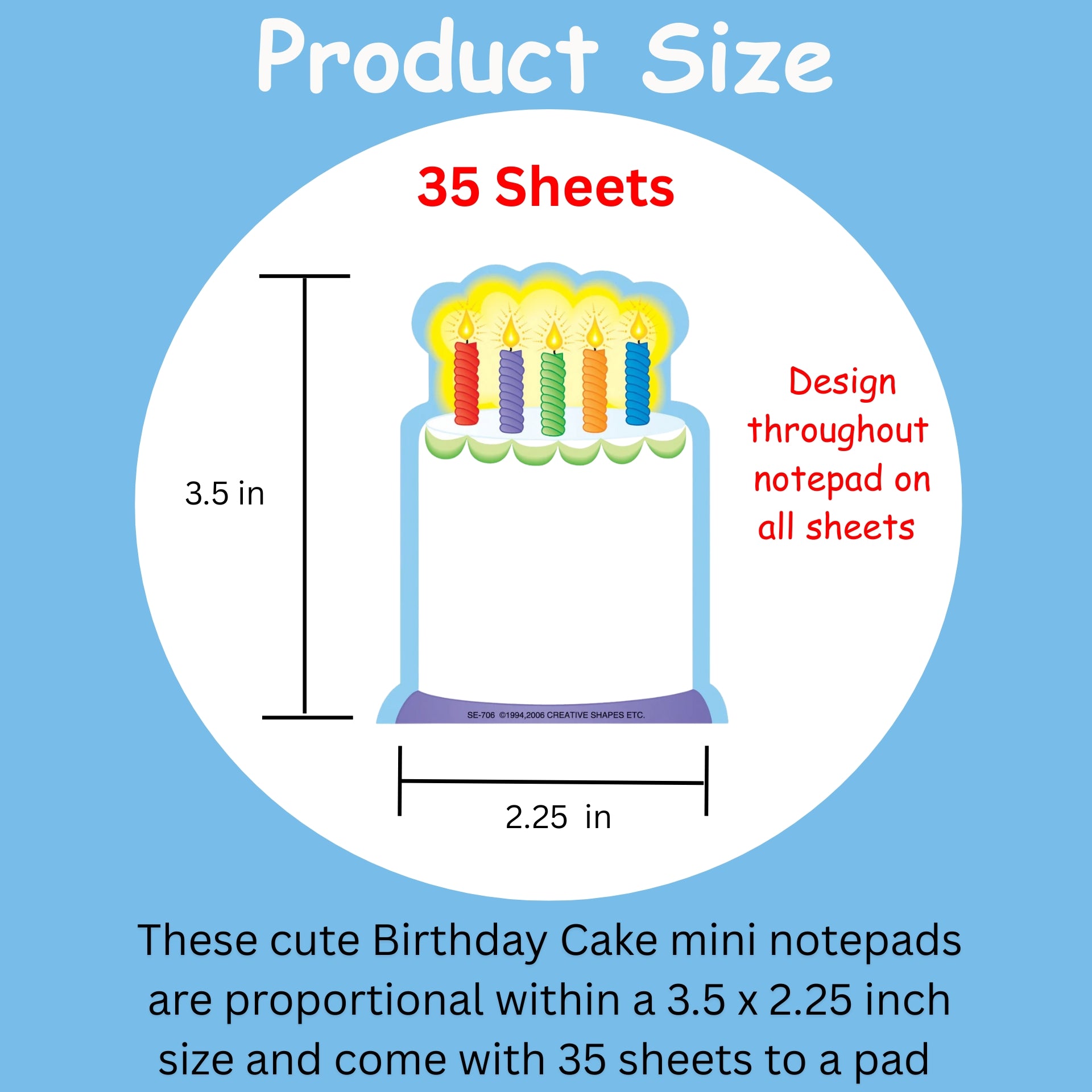 SHAPES ETC. Mini Notepad - Birthday Cake