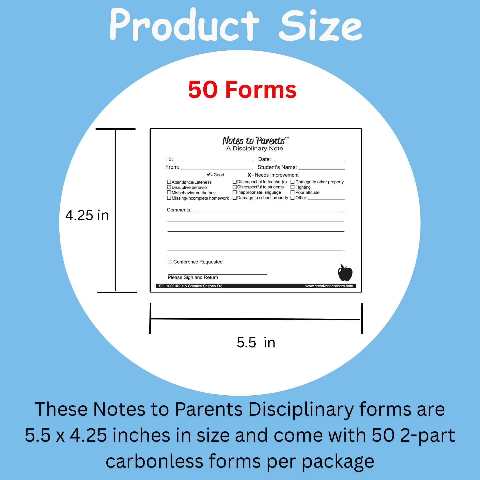 SHAPES ETC. Disciplinary - Notes to Parents