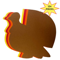 124 Pcs Thanksgiving Turkey Large Assorted Color Cut-Outs - 5.5in - Creative Shapes Etc.