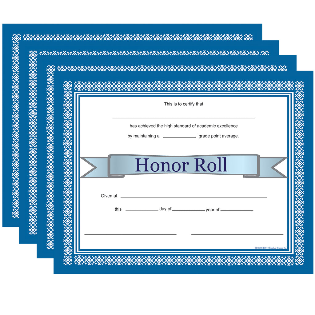 Recognition Certificate - Honor Roll Certificate