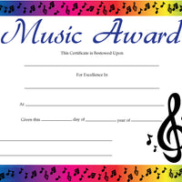 Recognition Certificate - Music Award