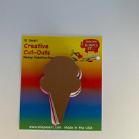 Small Neapolitan Ice Cream Cone Tri- Color Creative Cut-Outs - 3" - Creative Shapes Etc.