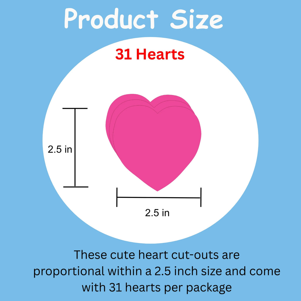 SHAPES ETC. Pink Heart Bright Neon Single Color Small Cut-Outs- 2.5