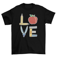 Creative Love spelled with school supplies t-shirt