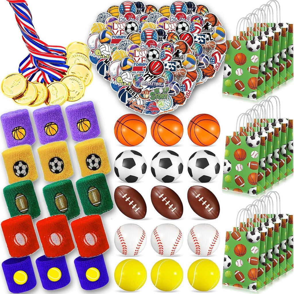 210 Pcs Sports Party Favors for Kids with Golden Winner Awards Medals