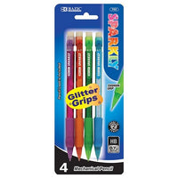 Bazic 702  Sparkly 0.7mm Mechanical Pencil w/ Glitter Grip (4/Pk) Pack