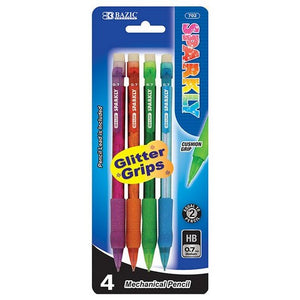 Bazic 702  Sparkly 0.7mm Mechanical Pencil w/ Glitter Grip (4/Pk) Pack