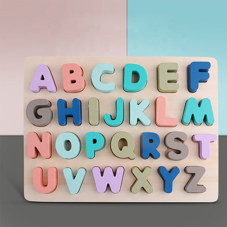 Wooden Puzzle Toy Game - English Letters ABC Numbers Learning for Kids