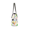 Large Leather Tote Shoulder Bag - Education Multicolor Illustration