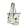 Large Leather Tote Shoulder Bag - Education Multicolor Illustration