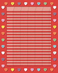 Vertical Incentive Chart - Red Heart - Creative Shapes Etc.