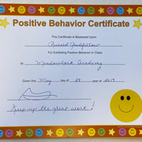 Recognition Certificate - Positive Behavior - Creative Shapes Etc.