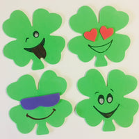 Large Assorted Color Creative Foam Cut-Outs - Assorted Green Four Leaf Clover - Creative Shapes Etc.