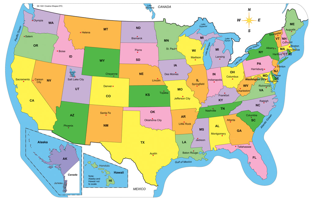 Labeled Maps Of The United States - Elisa Helaine
