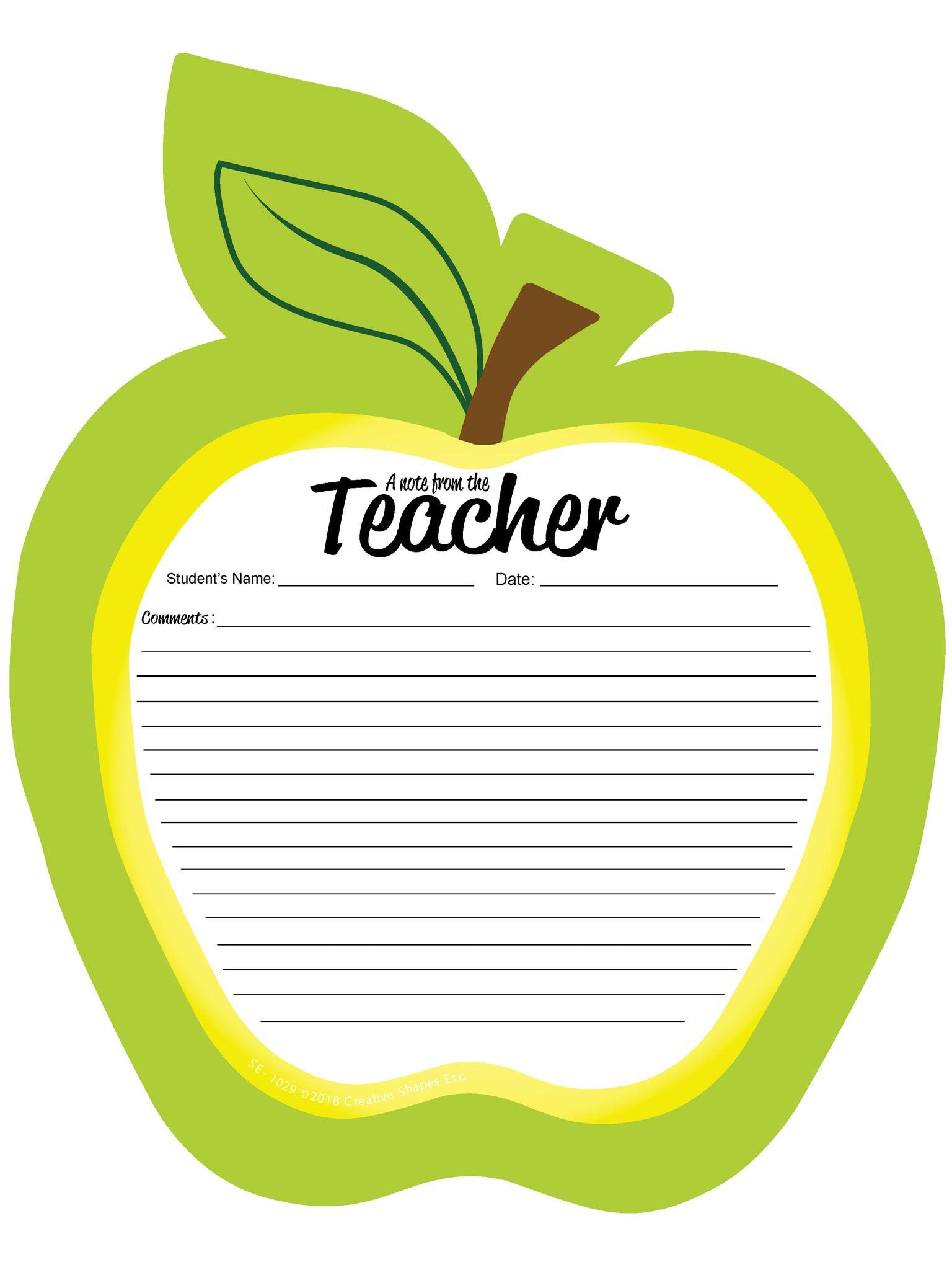 SHAPES ETC. Golden Apple Blank Pad - Notes to Parents