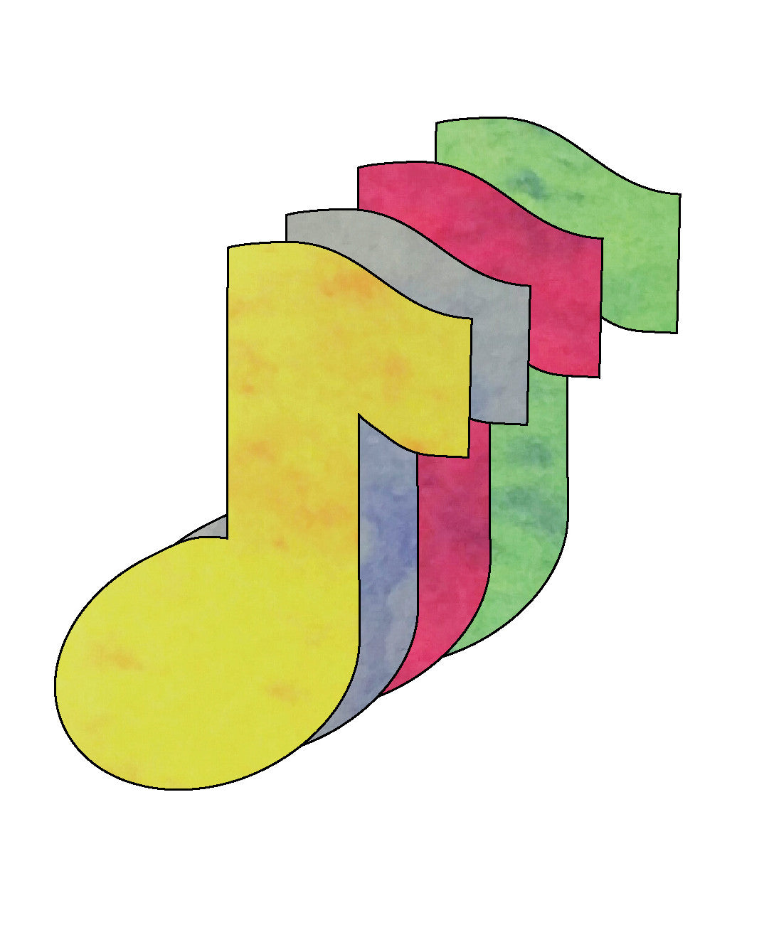 Music Note Color Three Colorful Music Notes Art