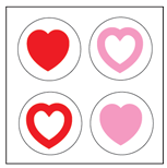 Incentive Stickers - Tri-Color Hearts (Pack of 1728) - Creative Shapes Etc.