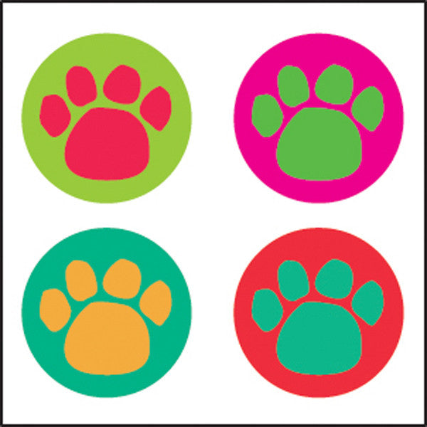 864ct Creative Shapes etc. Incentive Stickers Colorful Paw Prints