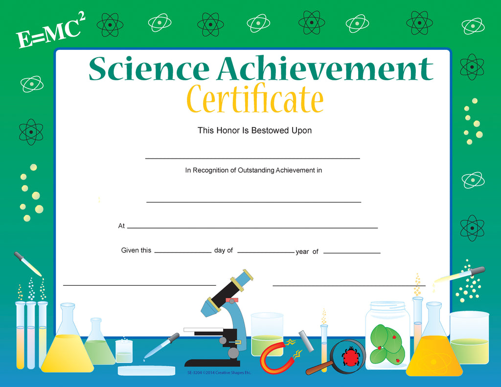 Science Accomplishment Science Editable Certificates of Recognition