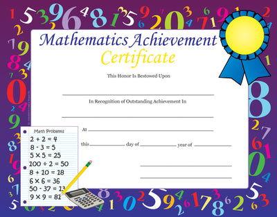 Recognition Certificates - Mathematics Achievement - Creative Shapes Etc.