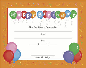 Recognition Certificate - Birthday - Creative Shapes Etc.