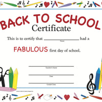 Recognition Certificate - Welcome Back to School - Creative Shapes Etc.
