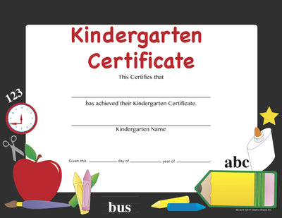 Recognition Certificate - Kindergarten Certificate - Creative Shapes Etc.