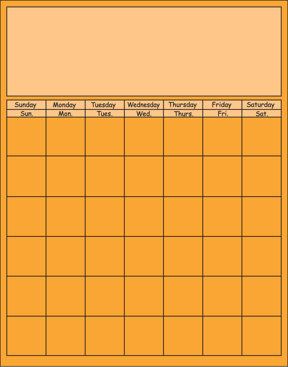 Vertical Calendar - Orange - Creative Shapes Etc.